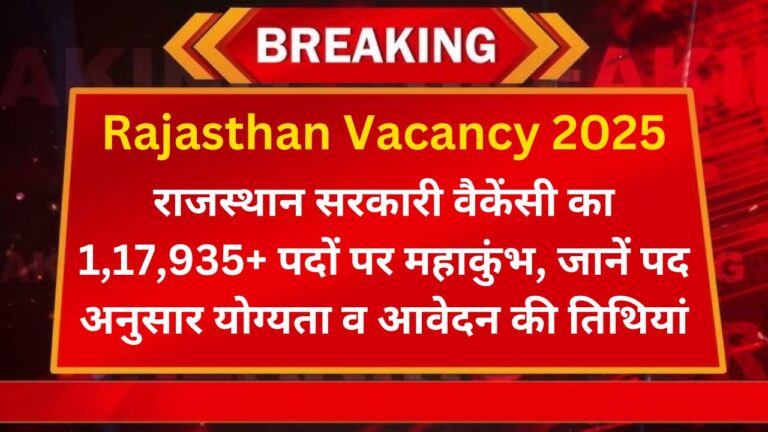 Rajasthan Vacancy 2025: राजस्थान सरकारी वैकेंसी का 1,17,935+ पदों पर महाकुंभ, जानें पद अनुसार योग्यता व आवेदन की तिथियां 9 Add a heading 17
